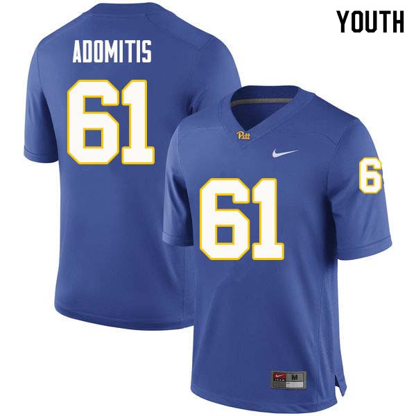 Youth #61 Cal Adomitis Pittsburgh Panthers College Football Jerseys Sale-Royal